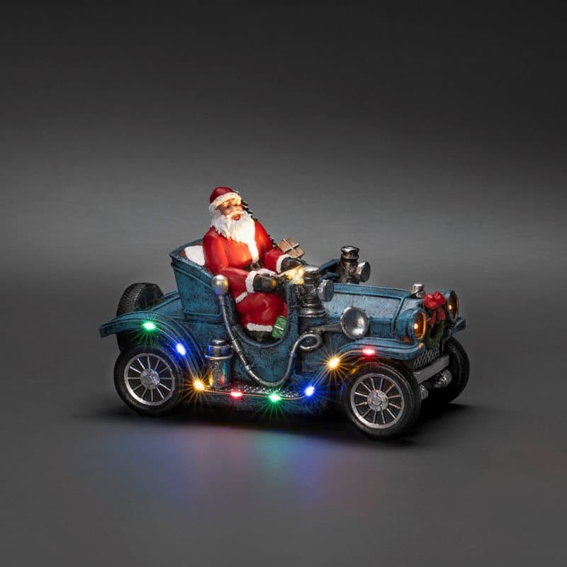 Konstsmide Jultomte i bil, 11 LED 3xAA