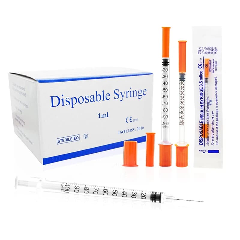 1ml/cc 30G*1/2inch Plastic Manual Sterilized Insulin Syringe With 30G* 13mm Needle, Individually Wrapped for Pets Veterinary Use