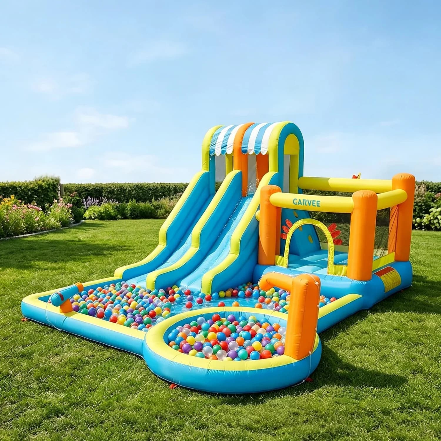 HiMISS Large Inflatable Water Slide Bounce House with Blower, Blow up 10-in-1 Waterslide Park Bouncy Castle Outdoor and Indoor, Bouncer House with