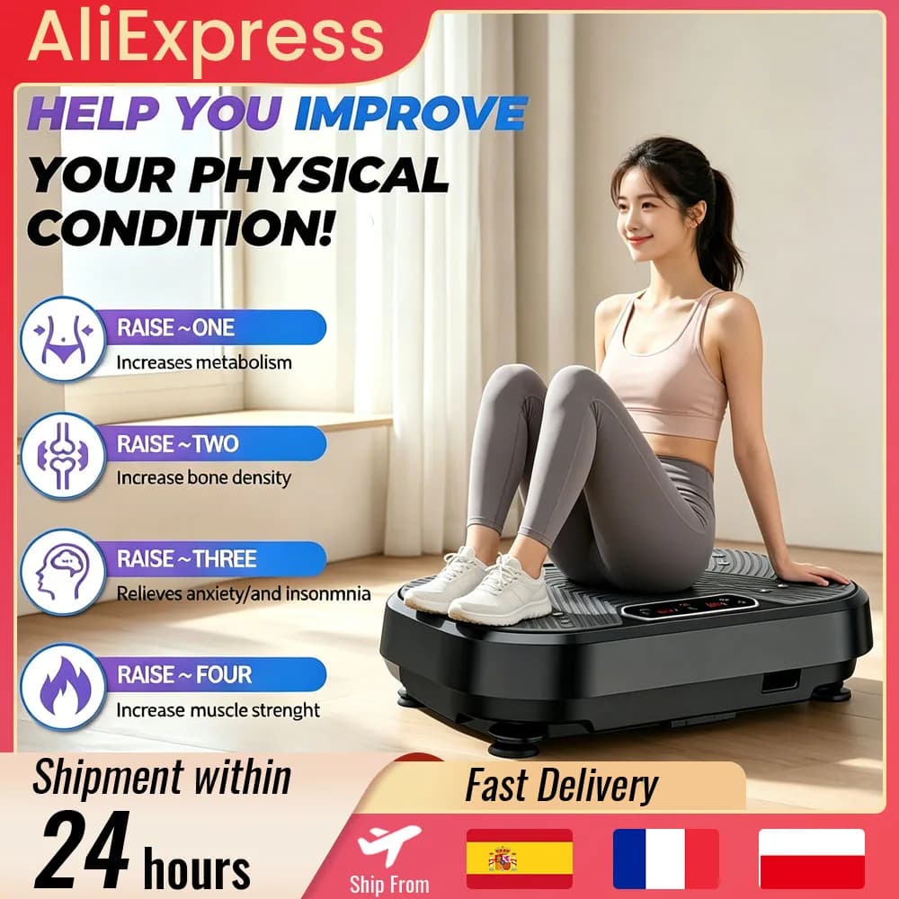 Vibration Plate Exercise Machine Whole Body Fitness Equipment 120 Levels Adjustable Speed & 10 Modes, 250kg Max Load, Sculpt Muscles, and Boost