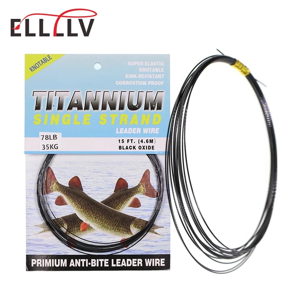 6LB-124LB 15ft/4.6m Kink-Resistant Toughness Nickel Titanium Fishing Leader Line for Saltwater Pike Tuna Wahoo Fishing