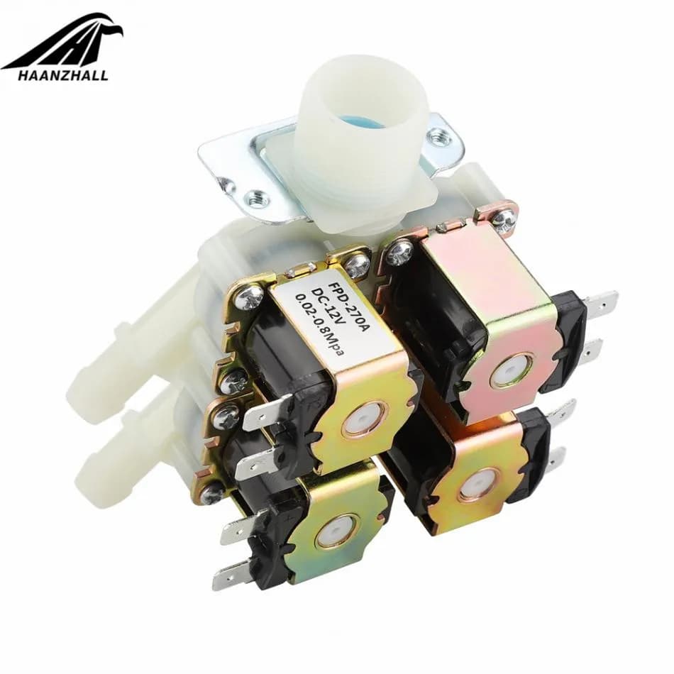 DC 12V/24V/220V G3/4" 1 in 4 out Plastic Electromagnetic Valve Normally Closed Water Drain Valve Electric Water Inlet Solenoid