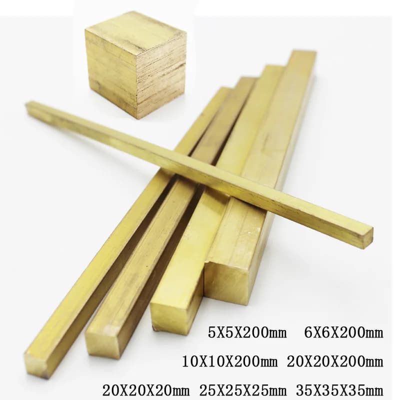 Brass Square Stick Solids Thin Rod 5/6/8/10/12/15/20x5/6/8/10/12/15/20x200mm Small Quartet Brassiness Bar 20-40x20-40x20-40mm