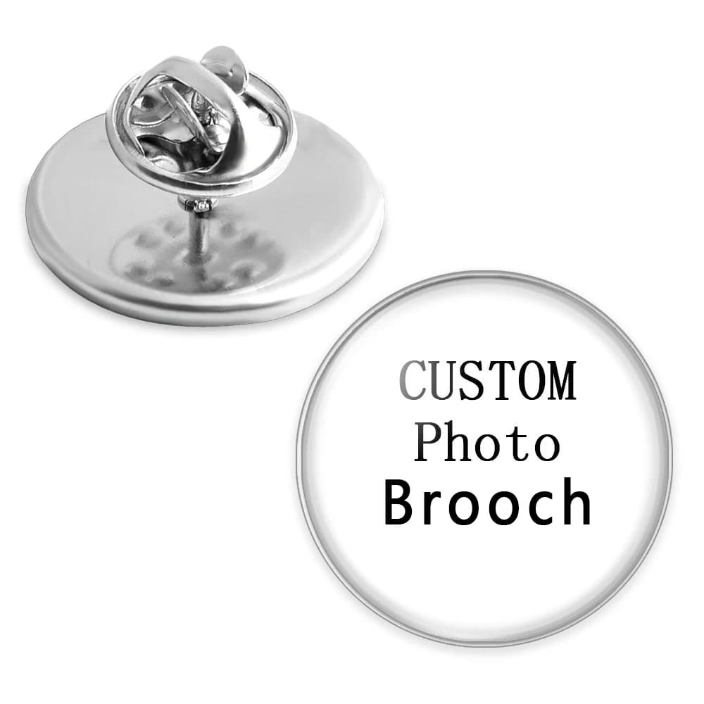 Personalized Photo Custom pictures Brooches Men Women Glass Cabochon Stainless Steel Backpack Lapel Button Badges Brooch Gift