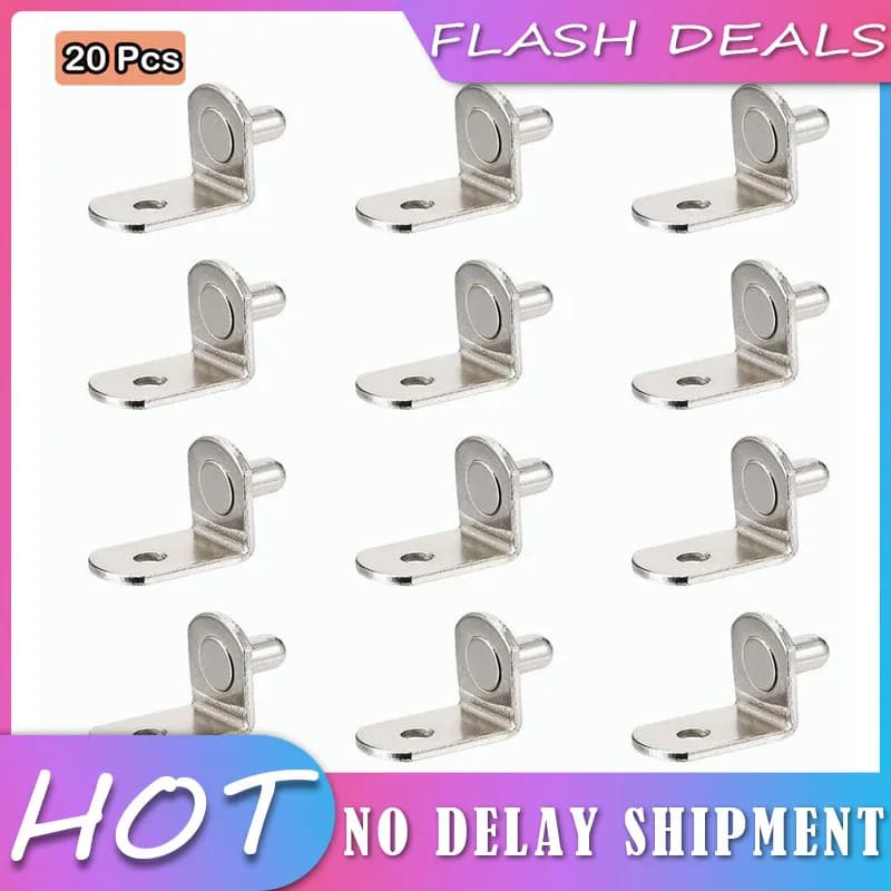 20Pcs Shelf Brackets Support Pins Studs Pegs 5mm Metal Pin Shelves Seperator L Fixed Cabinet Cupboard Furniture Bracket Holder