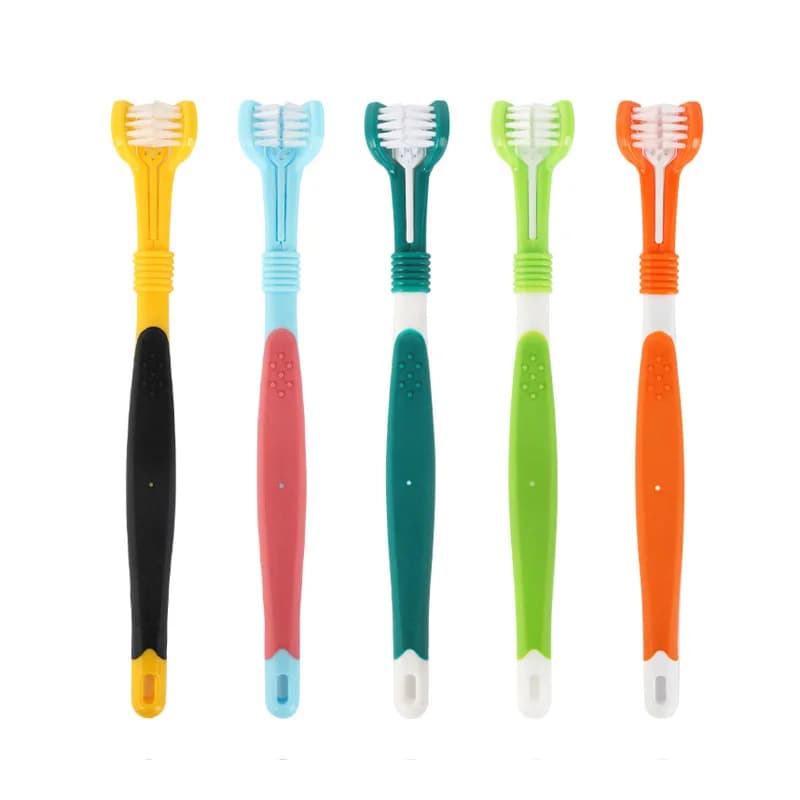 Pet Toothbrush Three-Head Toothbrush Multi-angle Cleaning Addition Bad Breath Tartar Teeth Care Dog Cat Cleaning Mouth