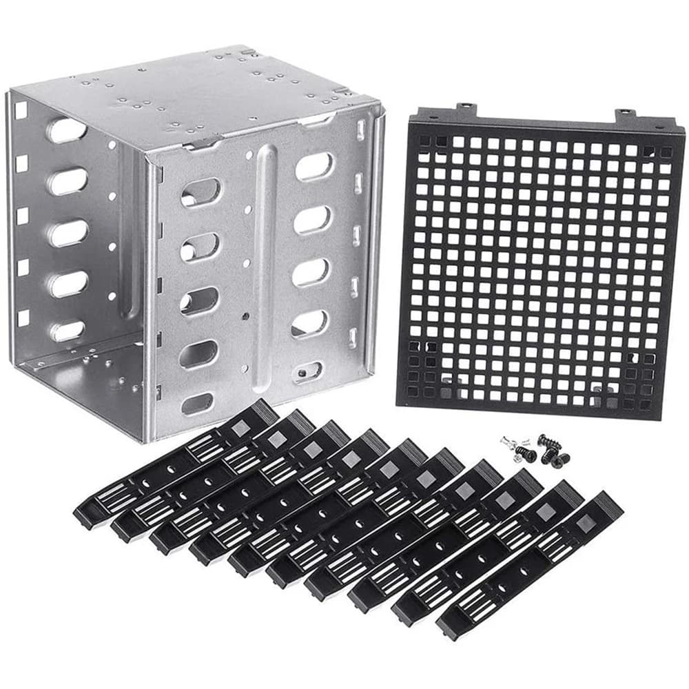 5.25 Inch To 5 X 3.5" SATA SAS HDD Cage Rack Hard Drive Disk Enclosure With Fan HardDrive Disk Tray Caddy Adapter