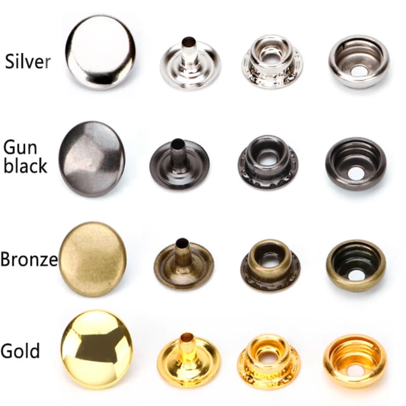 25sets 10/12/15/17/20mm Metal Sewing Snap Fastener Button Press Popper Stud Leather Bag Clothes Jacket Repair Rivet DIY