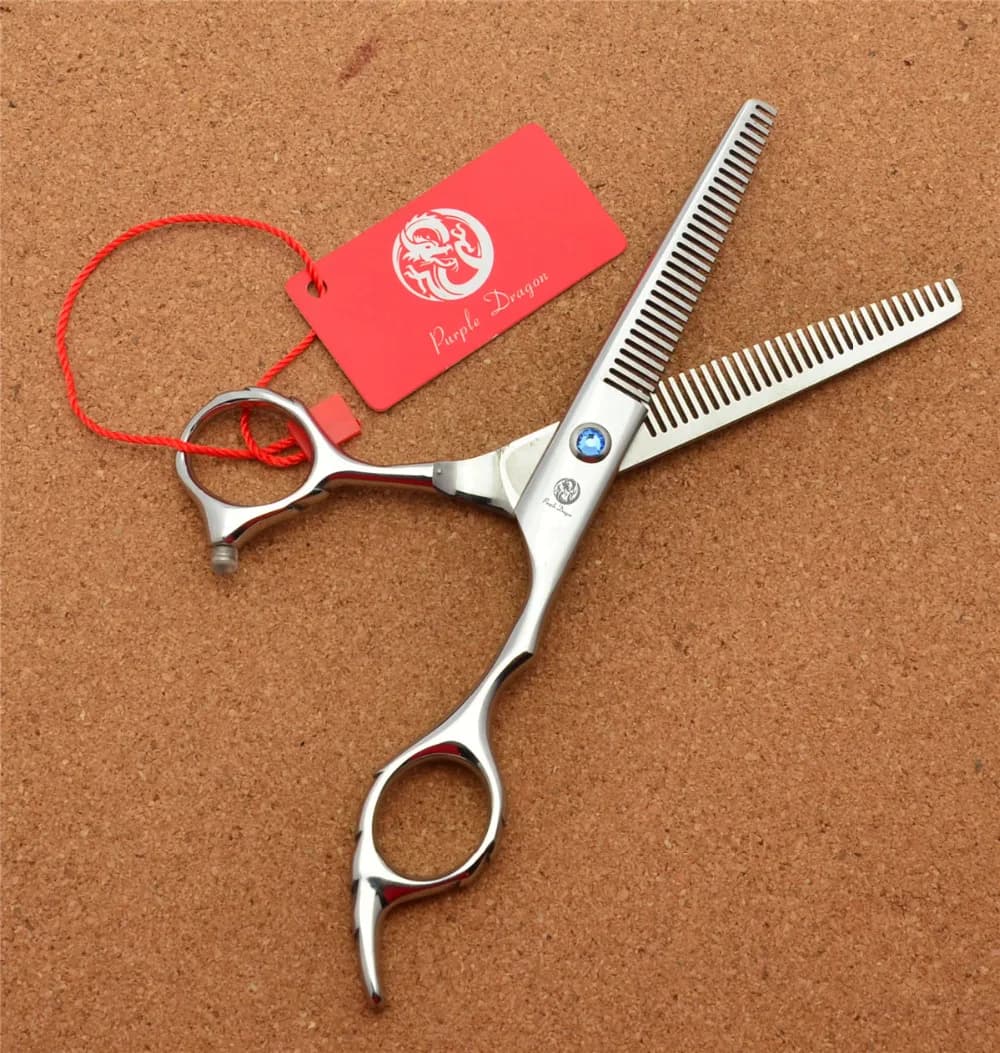 Professional Hairdressing Scissors 5.5" 6'' Purple Dragon Japan 440C Thinning Shears Douuble Side Teeth 15% Thinning Rate Z2001