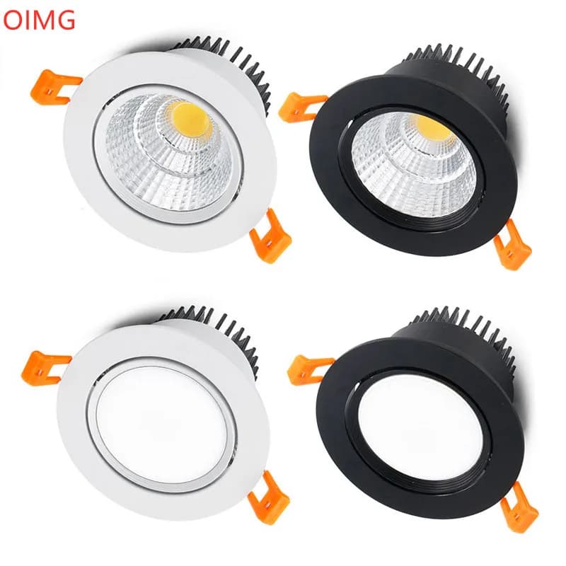 4 Types Dimmable Recessed LED Downlights 5W 7W 9W 12W 15W 18W COB LED Ceiling Lamp Spot Lights AC110-220V Round LED Panel Light