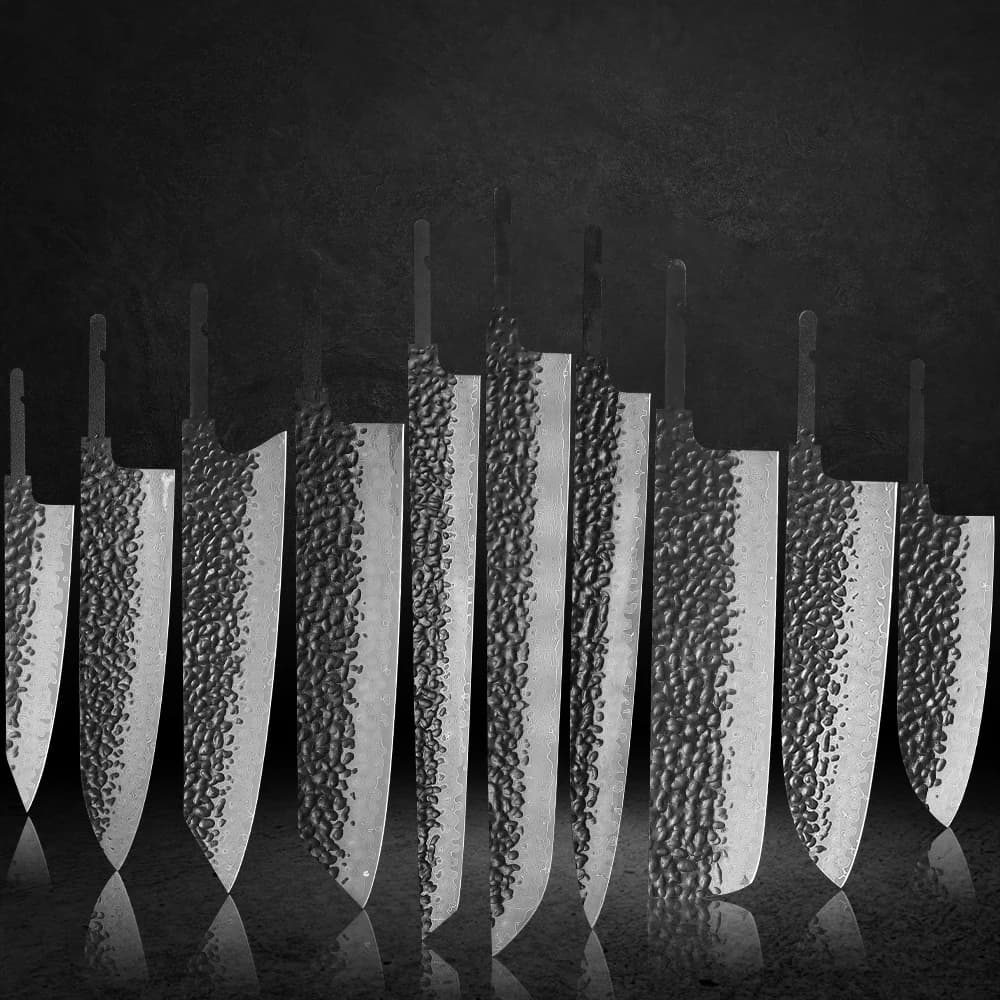 TURWHO Japanese Chef Knife Blank Blade DIY Handle Forged Damascus Steel VG10 Kitchen Knives Set Handmade Making Tools No Handle