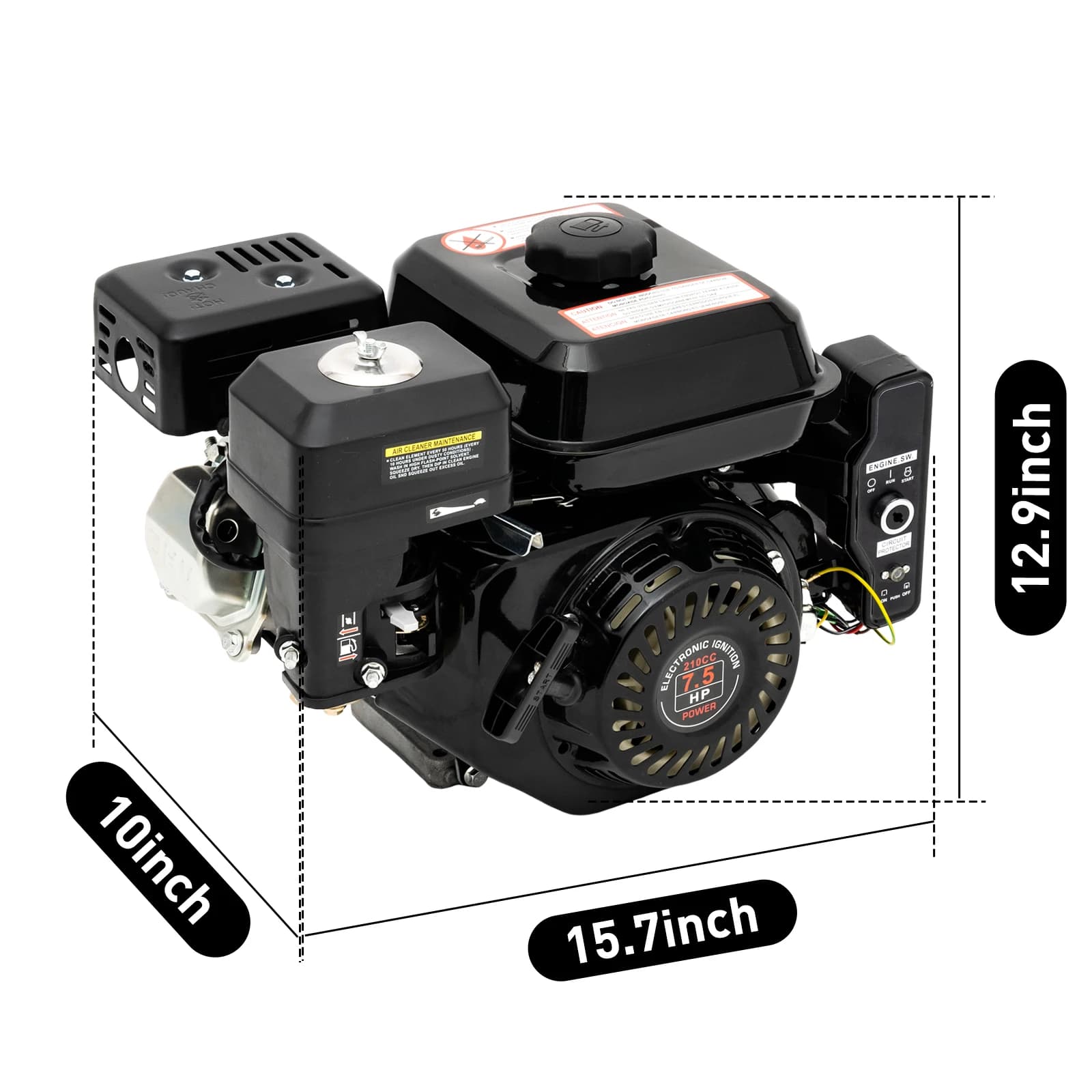 7.5HP 4 Stroke Gas Engine Electric Start 212CC, 3600 RPM Key Start Industrial Grade Gasoline Engine Go Kart Engine Motor