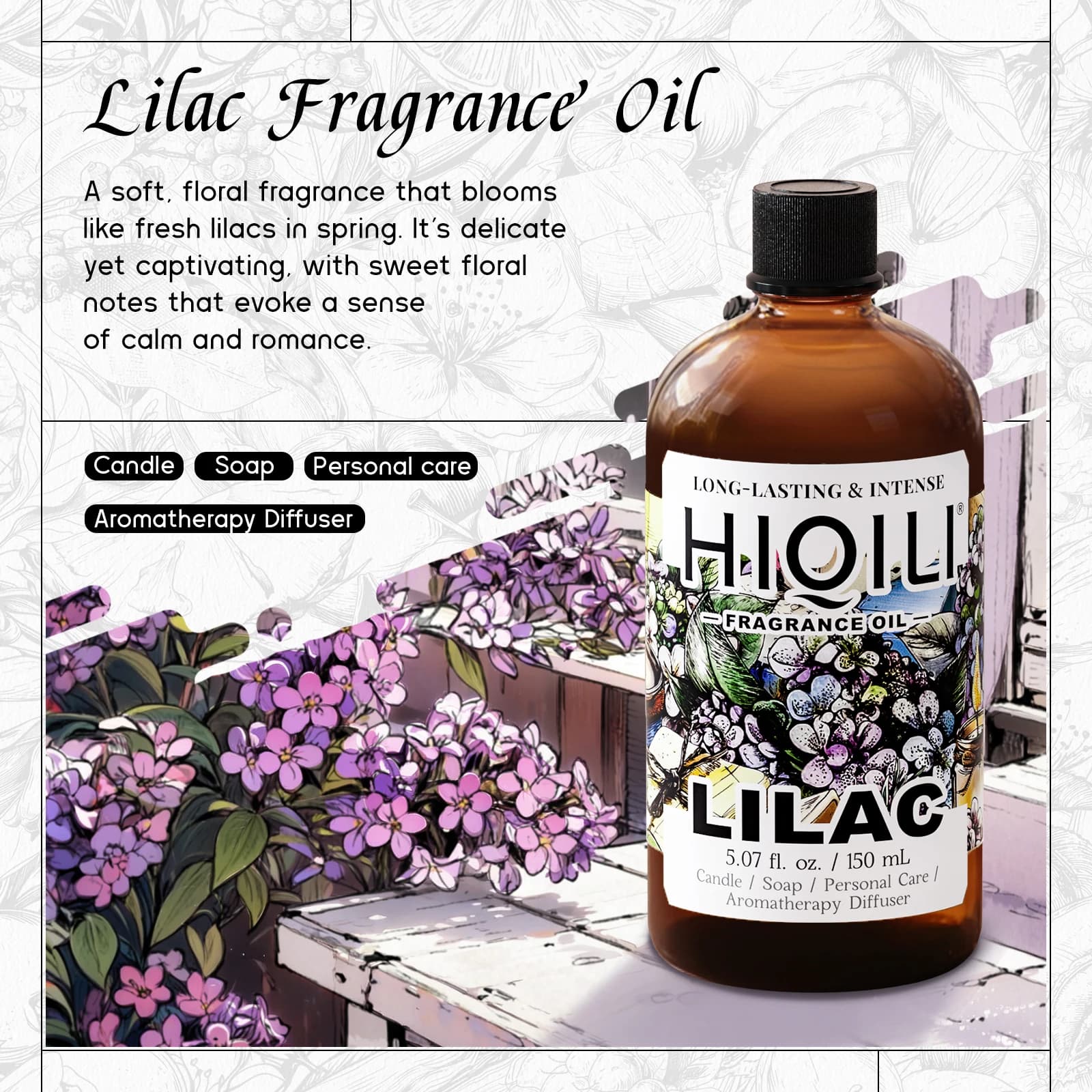 HIQILI 150ml Fragrance Oil, 14 Fragrance Types to Choose, Aromatherapy Essential Oil for DIY Candles& Soap, Diffuser, Humidifier