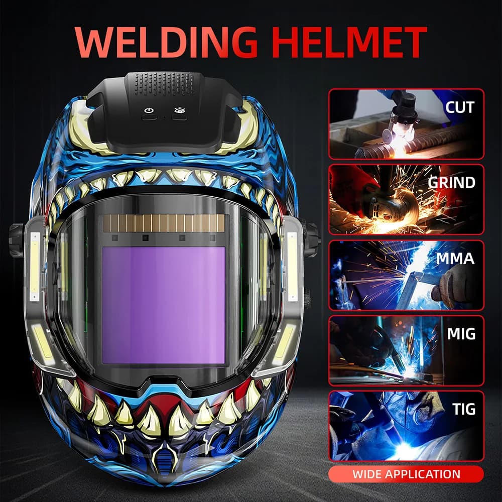 ANDELI Auto Darkening Welding Helmet Panoramic 180° View True Color 4 Arc Sensor Welding Mask for MIG MAG MMA Welder Machine