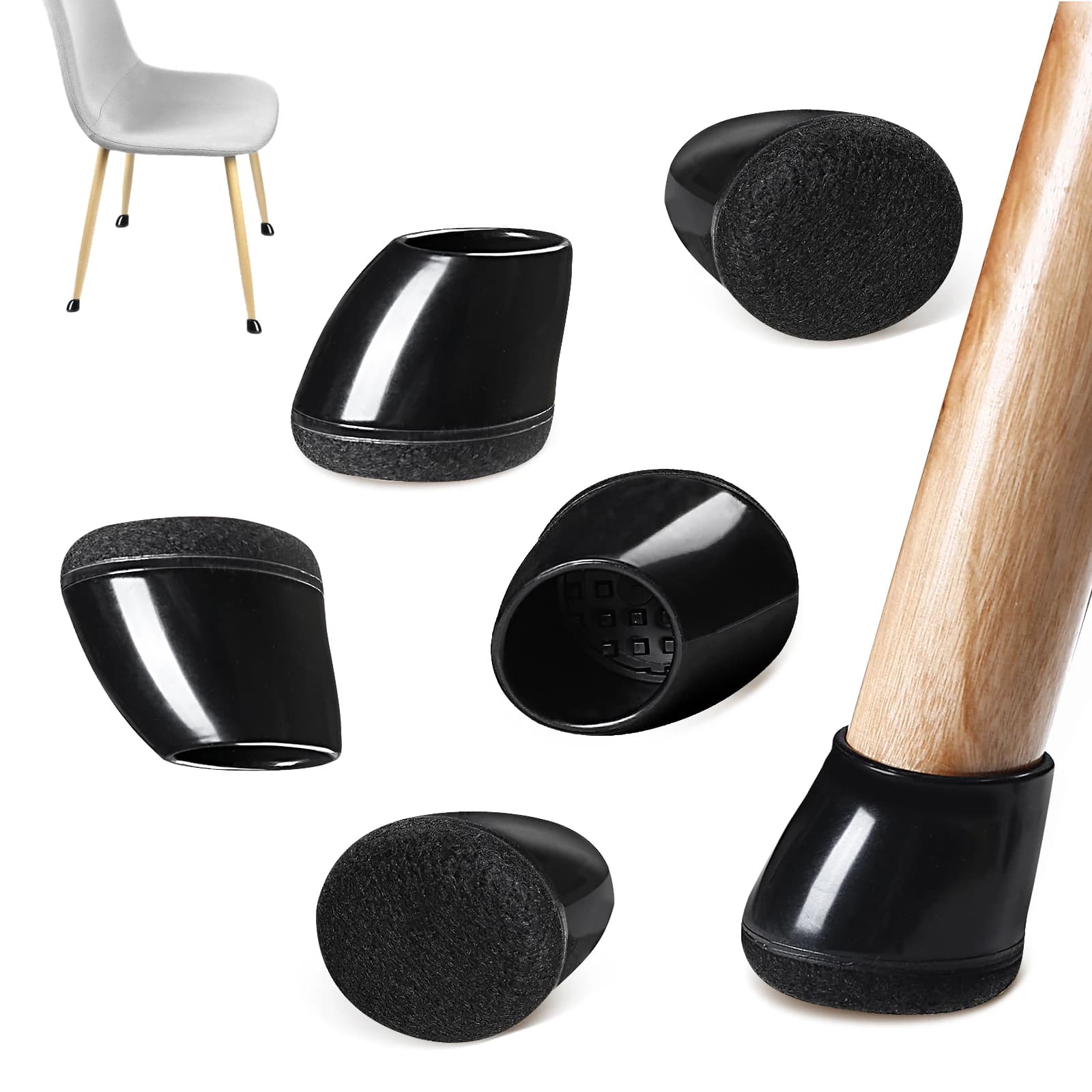 Chair Leg Protectors Foot Cover 15-25° Diagonal Thick Wrap Felt Pads Silicone Furniture Table Feet Protect Hardwood Floors Table
