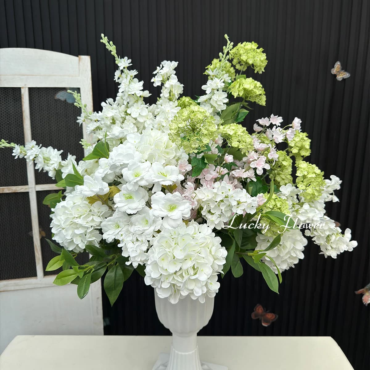 White Pink Artificial Flower Arrangement Wedding Decoration Table Centerpieces Flower Ball Road Lead Floor Flower Row Party De