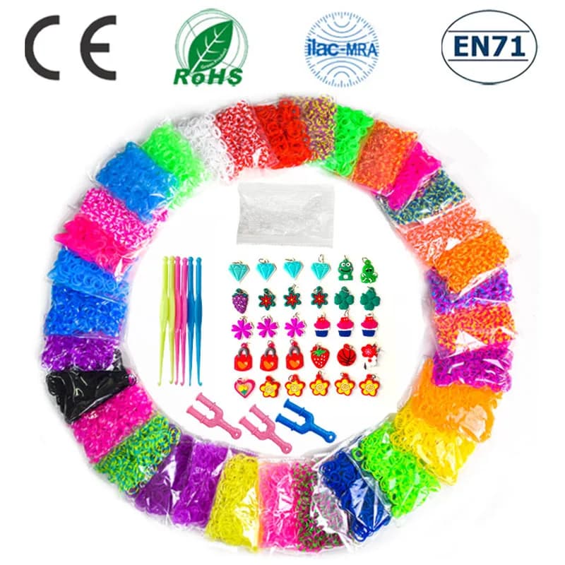 600 Pcs Elastic Rubber Loom Bands Kids Weaving Bracelet Toys Rubber Girl Braid Plaits Accessories Children'S Goods Gifts
