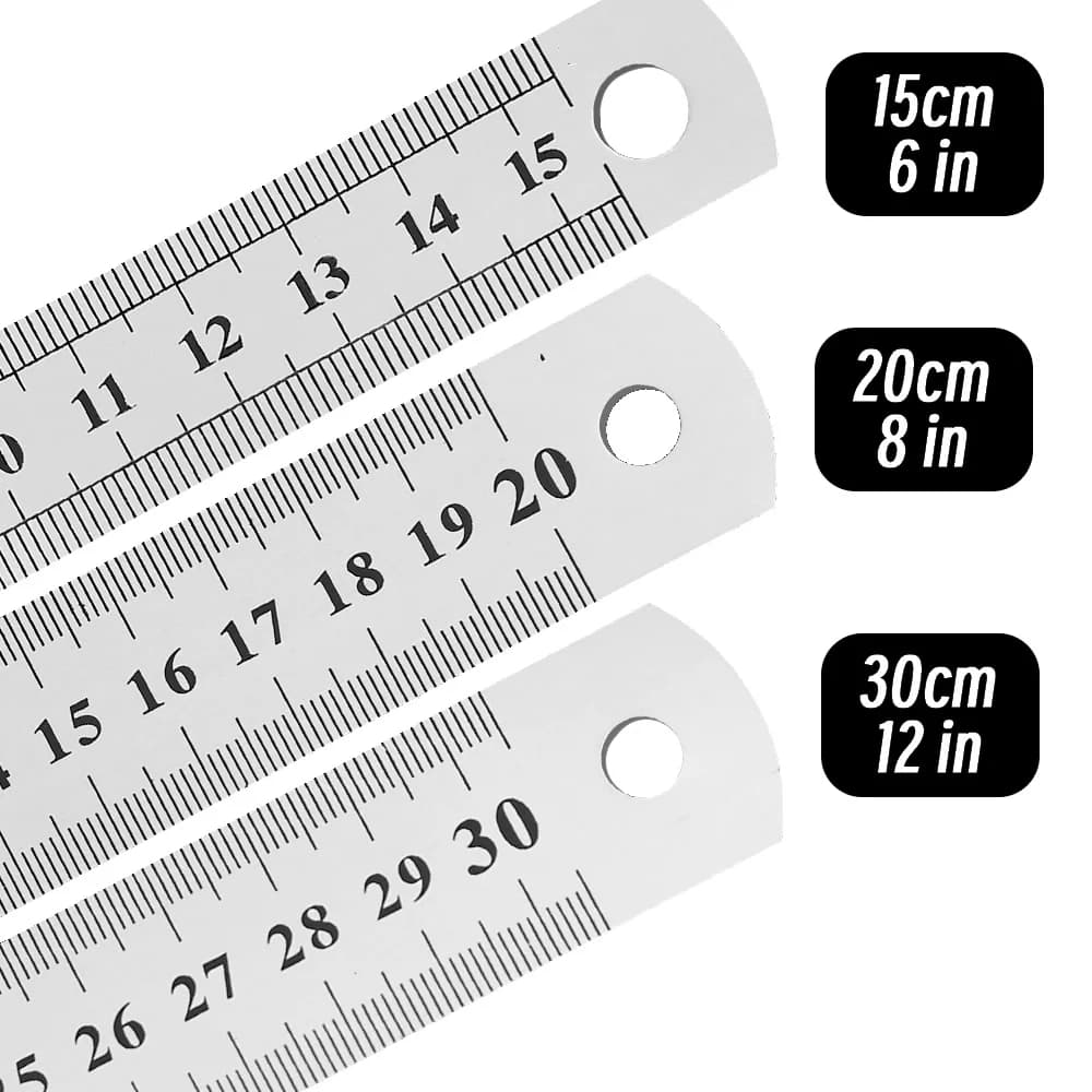 10P 15-30cm Stainless Steel Metal Straight Ruler Precision Double Sided Precision Measuring Tool Scale Metric Ruler Accessories