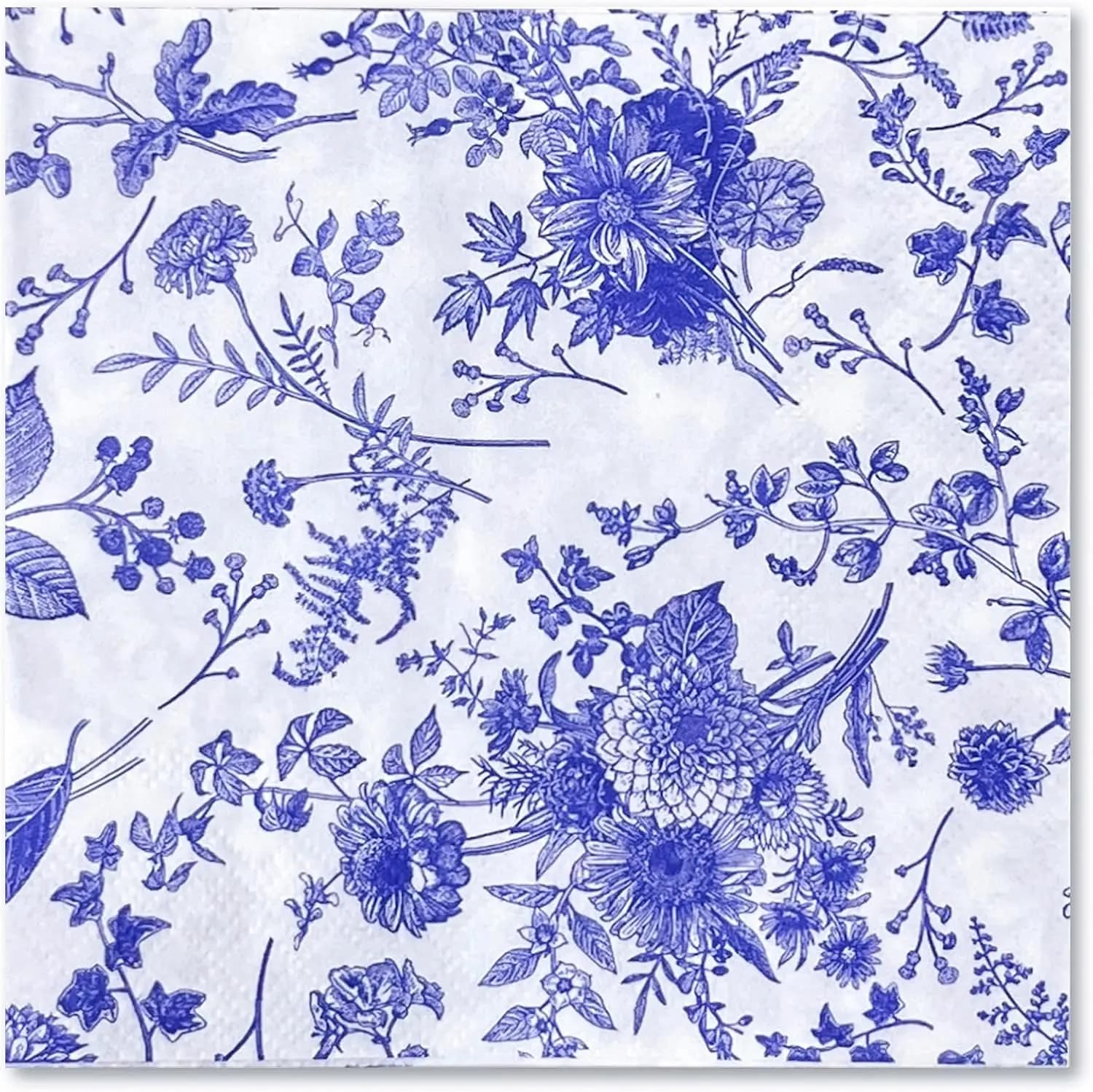 Disposable Blue Flower Porcelain Printed Napkins Birthday Wedding Tea Party Restaurant Party Decoration Tissue