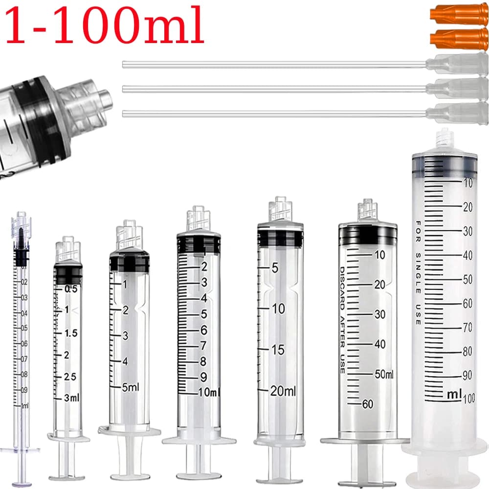 100ml Plastic Luer Lock Syringe Industrial Syringes with 4 Inch Glue Dispensing Tip and Caps for Oil, Glue, Liquid, Pet Feeding