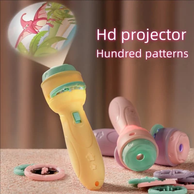 Projector flashlight Early education educational development toy children's enlightenment luminous toy cartoon pattern projector