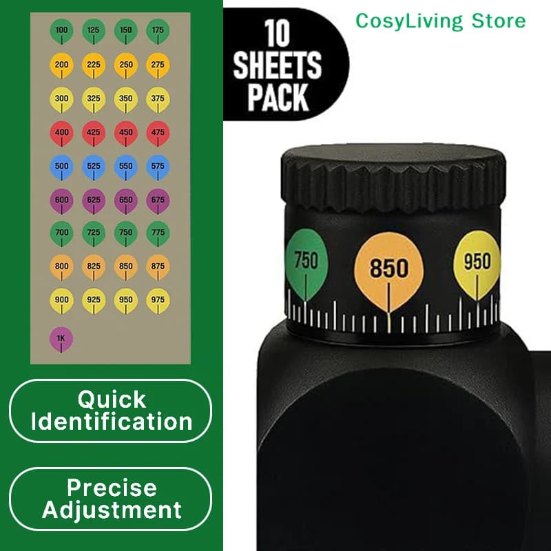 5/10 Sheets Rifle Scope Turret Stickers Rifle Scope Turret Tags For Long Range Shooting Hunting Fit Most Scope Caps
