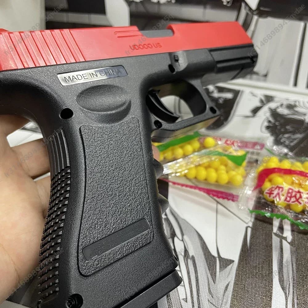 Soft Bullet Airsoft Pistol Manual G17 Toy Gun Lower Magazine with Laser Outdoor Sports CS Game Weapon for Children Adults Gift