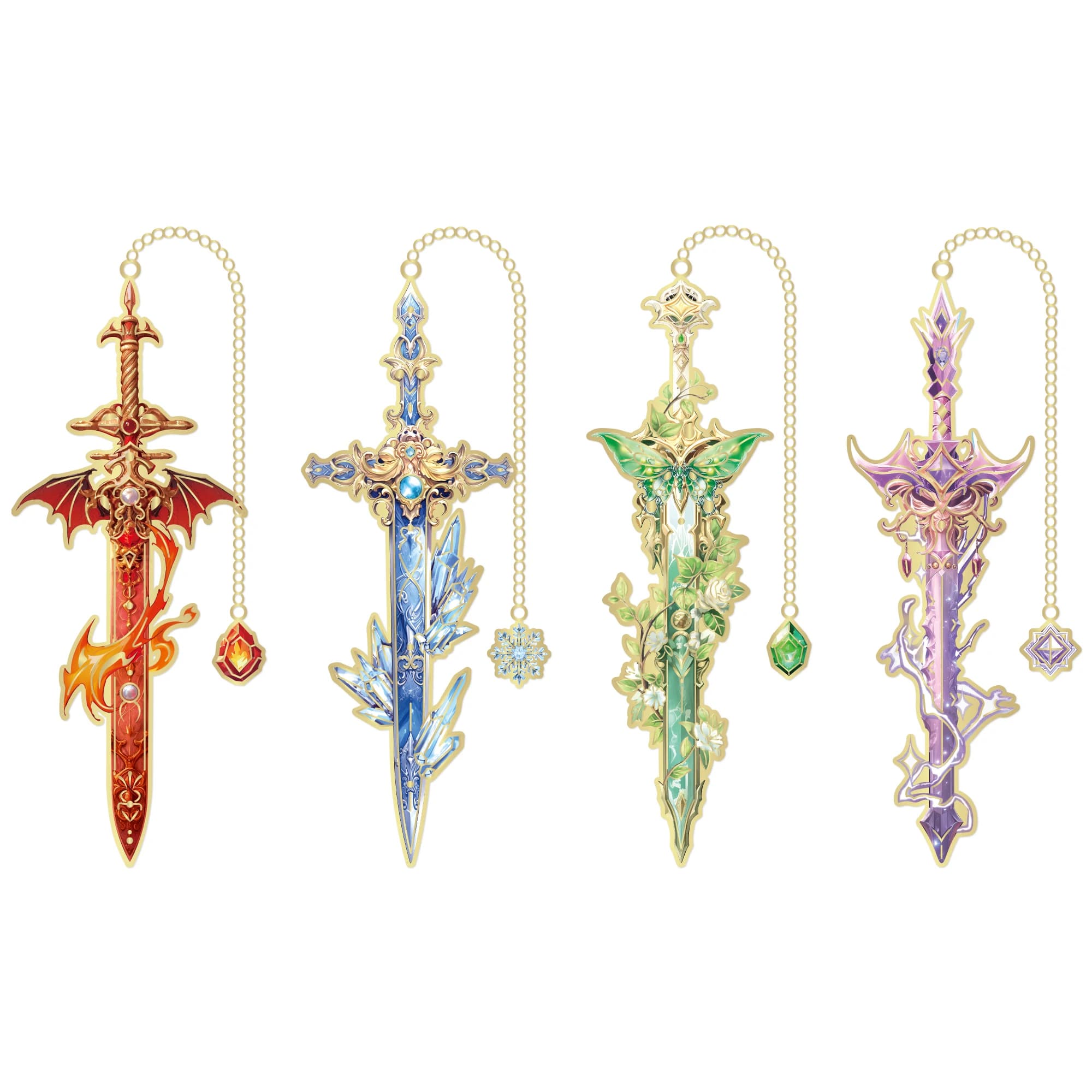 4pcs Fantasy Sword Bookmarks for Books, Journals, Planners - Cool Metal Book Markers for Reading Women & Men, Unique Book Marks