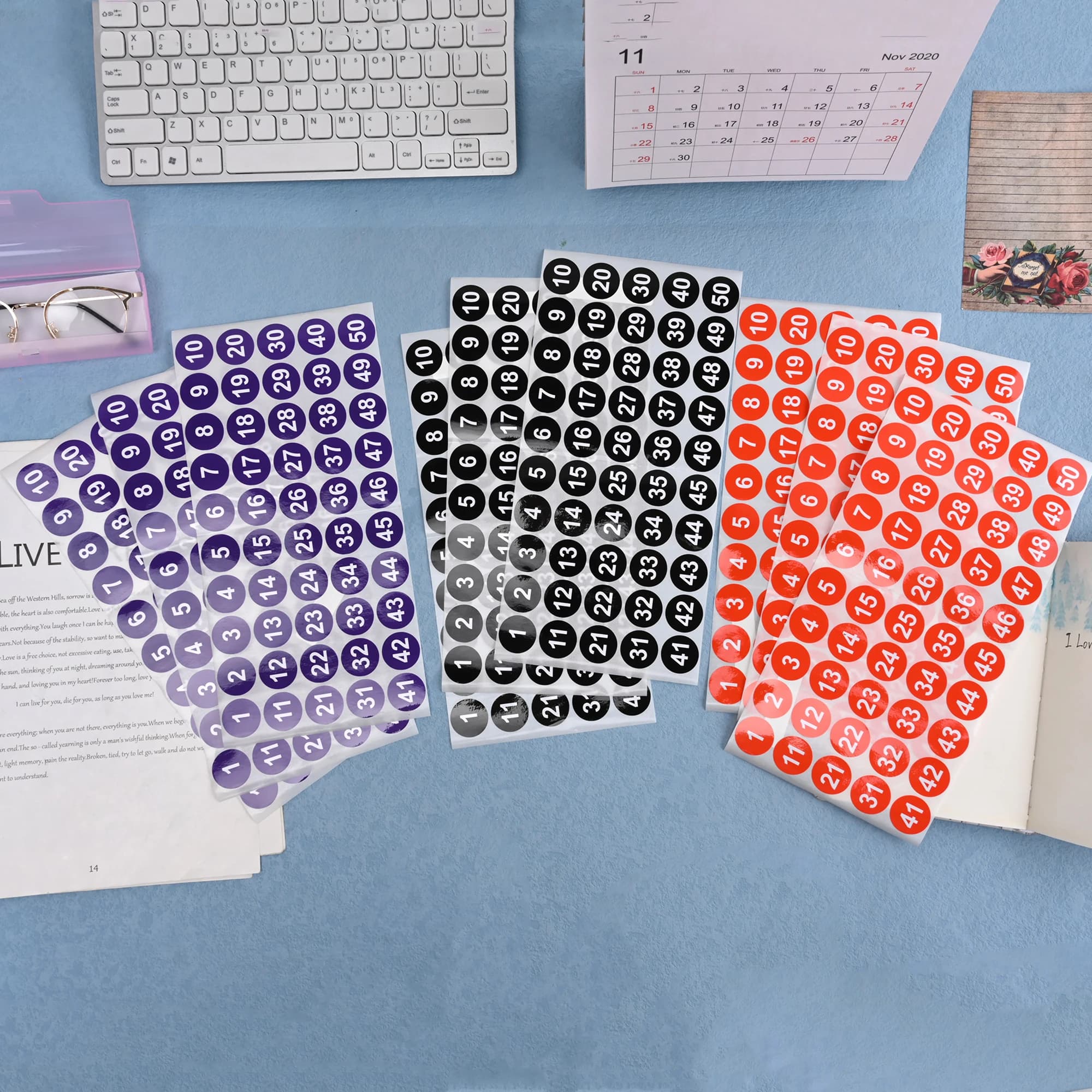1-50 51-100 Letter Number Sticker Self-Adhesive Waterproof Labels Number Advent Stickers Calendar Number Paper Stickers Decor