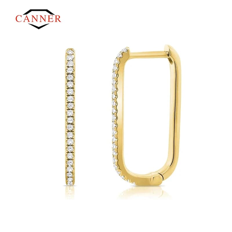 CANNER 100% Real 925 Sterling Silver U-shaped Zircon Trend Stud Earrings For Women Piercing Earring Earings Jewelry Pendientes