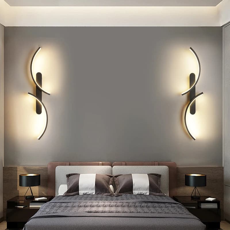 2PC Curved Wall Light LED Modern Wall Lamp Black Moonlight Living Room Bedroom Bedside Corridor Cloakroom Lighting Fixtures