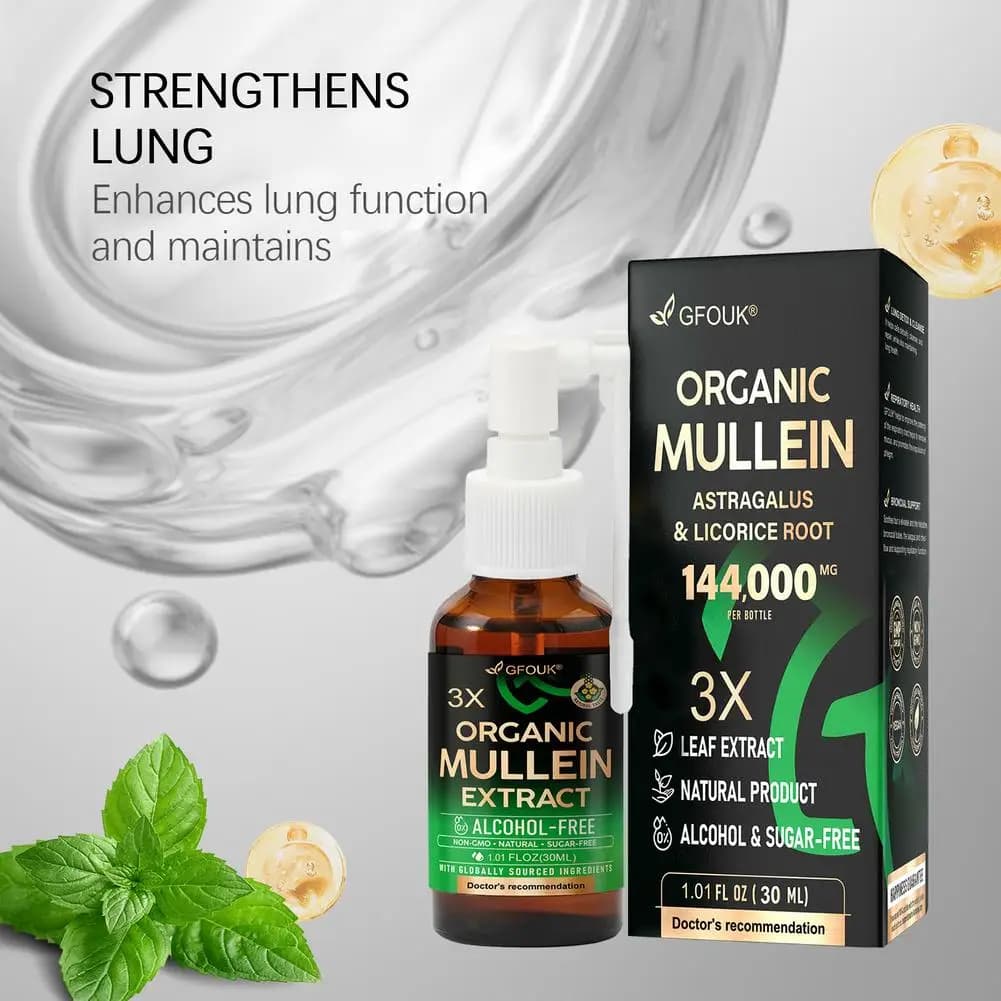 Organic Mullein Herbal Lung Cleansing Spray Astragalus Licorice Root Leaf Extract Natural Help Breathing Health Lung 30ml Spray