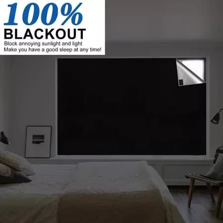 100% Blackout Window Cover Darkest Light Block Black Privacy Film Anti Look House Home Tint Glass Cloth Portable Curtain Bedroom