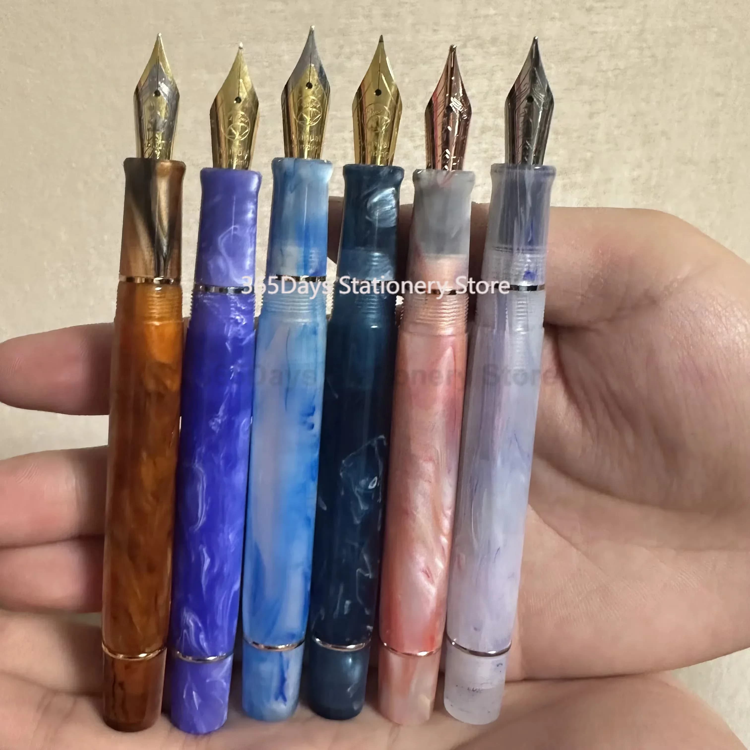 Smooth Kaigelu 316 Acrylic Fountain Pen Lemon Long Knife Nib Beautiful Marble Amber Pattern Ink Pen Writing Office Business Gift