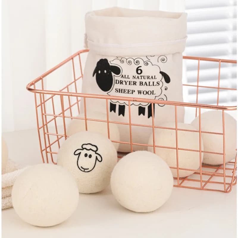 "1/6pcs Eco-Friendly Wool Dryer Balls - Natural Fabric Softener, Reduce Static & Shorten Drying Time- Chemical-Free"