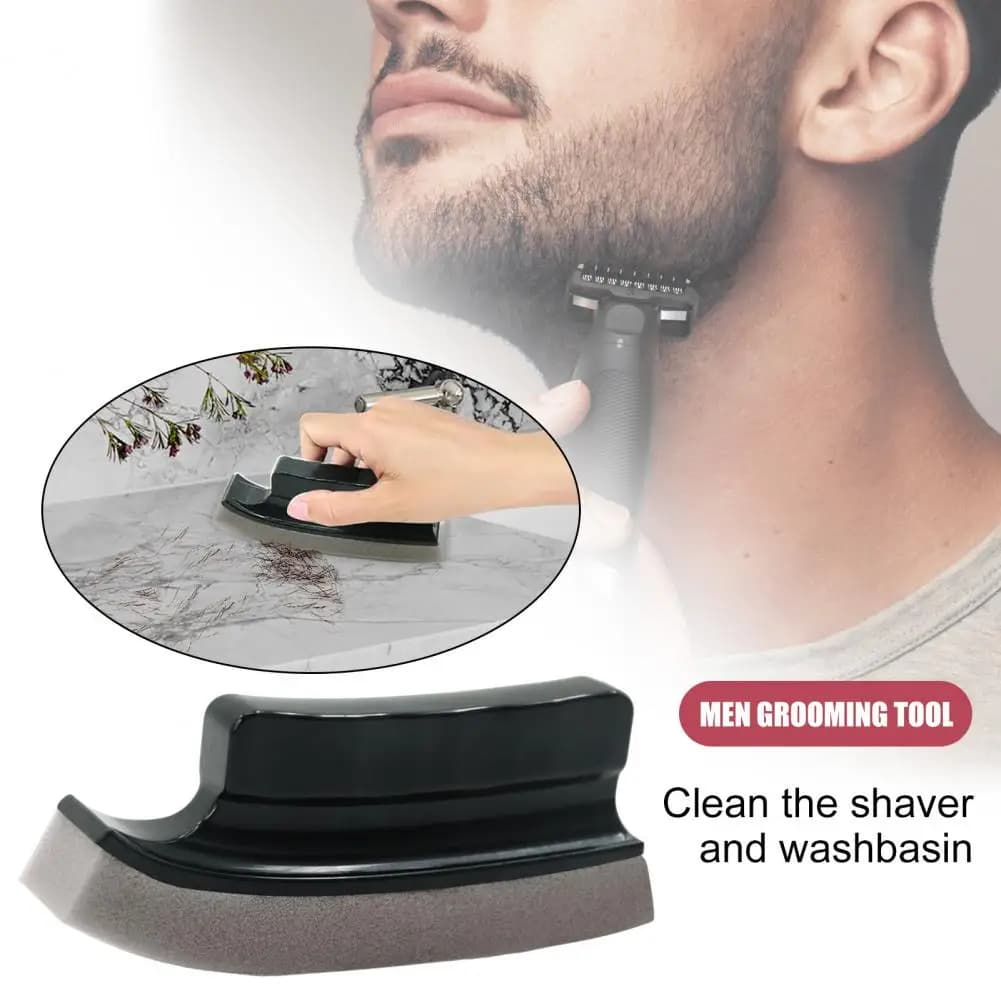 12.5cm Sink Beard Cleaning Brush With Ergonomic Handle Beard Trimming Sponge Brush Countertop Beard Hair Catcher Cleaner Tools
