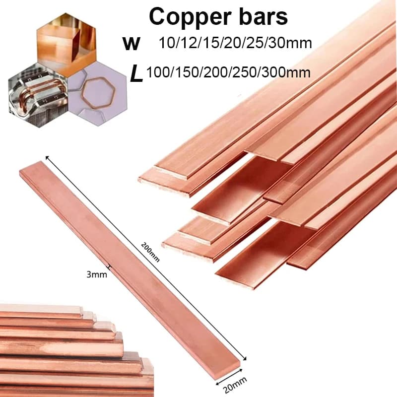 1pcs Copper Strip T2  Copper Pure Flat Steel Strip Pure Copper & Electroplating DIY Material Thickness 1/1.5/2/3/4/5/6/8mm
