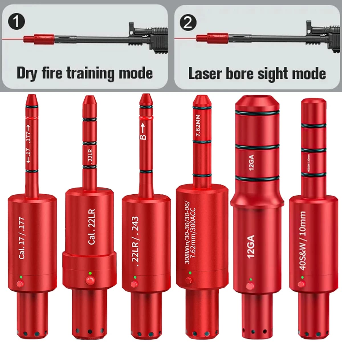 9mm 38SPL 22LR 12GA CAL177 7mm 6.5mm Training Bullet Bore Sight Voice Controlled Laser Dual-purpose for Training and Calibration
