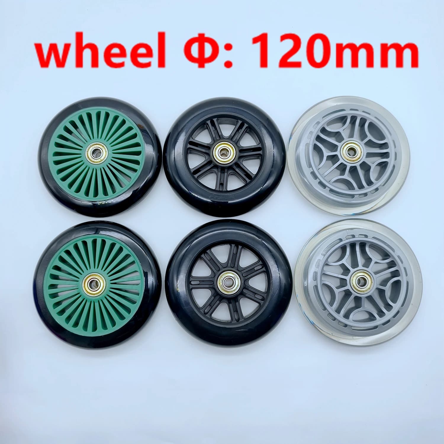 Wheel 120mm Scooter Wheel 120x24mm Bearing 608RS 2 Wheels/Lot