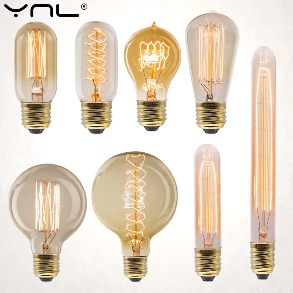 E27 Retro Edison Bulb 220V 40W ST64 G80 G95 G125 Ampoule Vintage Edison Bulb Incandescent Lamp Home Decor Filament Light Bulb