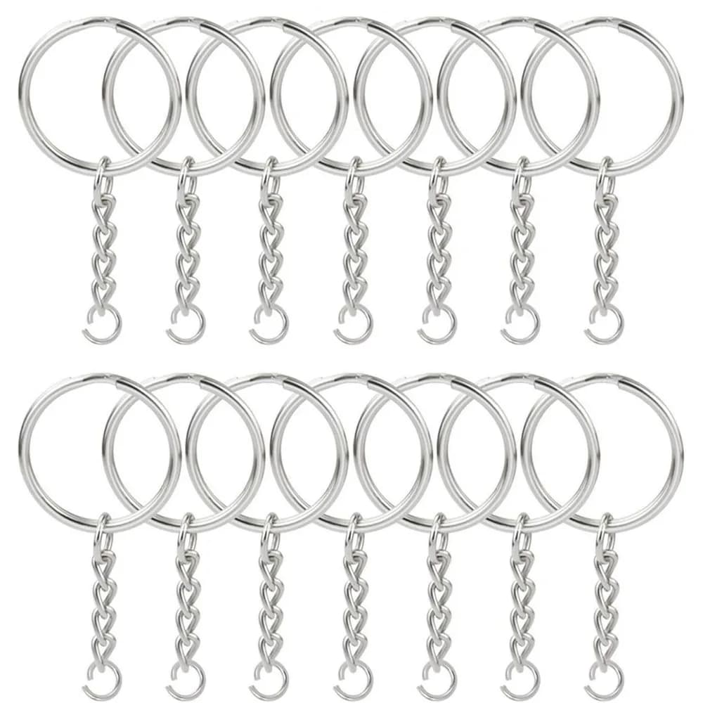 10/50/100Pcs Metal Blank Keyring Keychain With Split Jump Ring Connector DIY Women Men Jewelry Making Supplies Craft Accessories