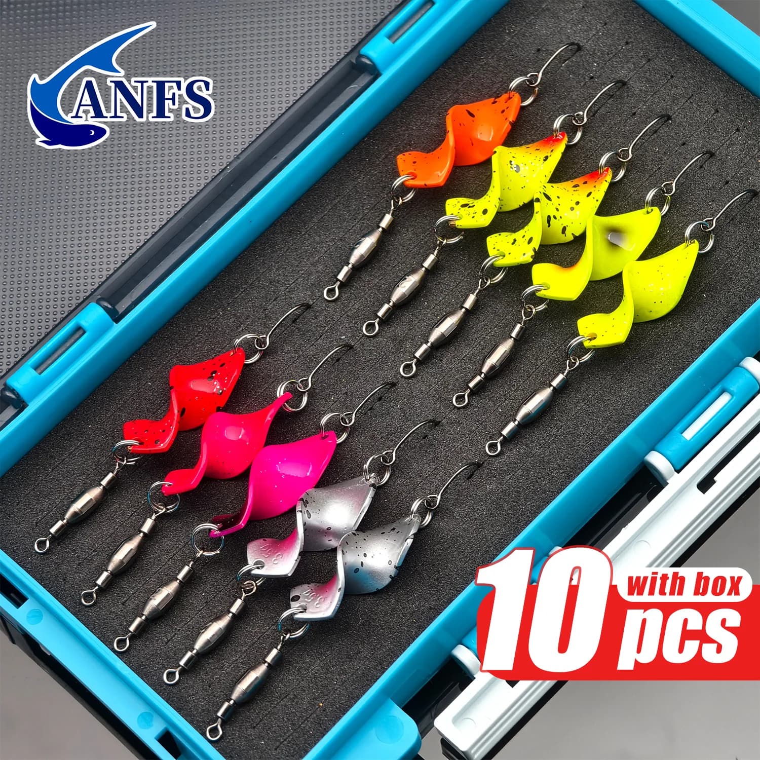 ANFS Spoons Trout Mega Twist 10pcs in Spoon Box,Trout Fishing Spoon Set Trout Bait,Trout Spinner Set Trout