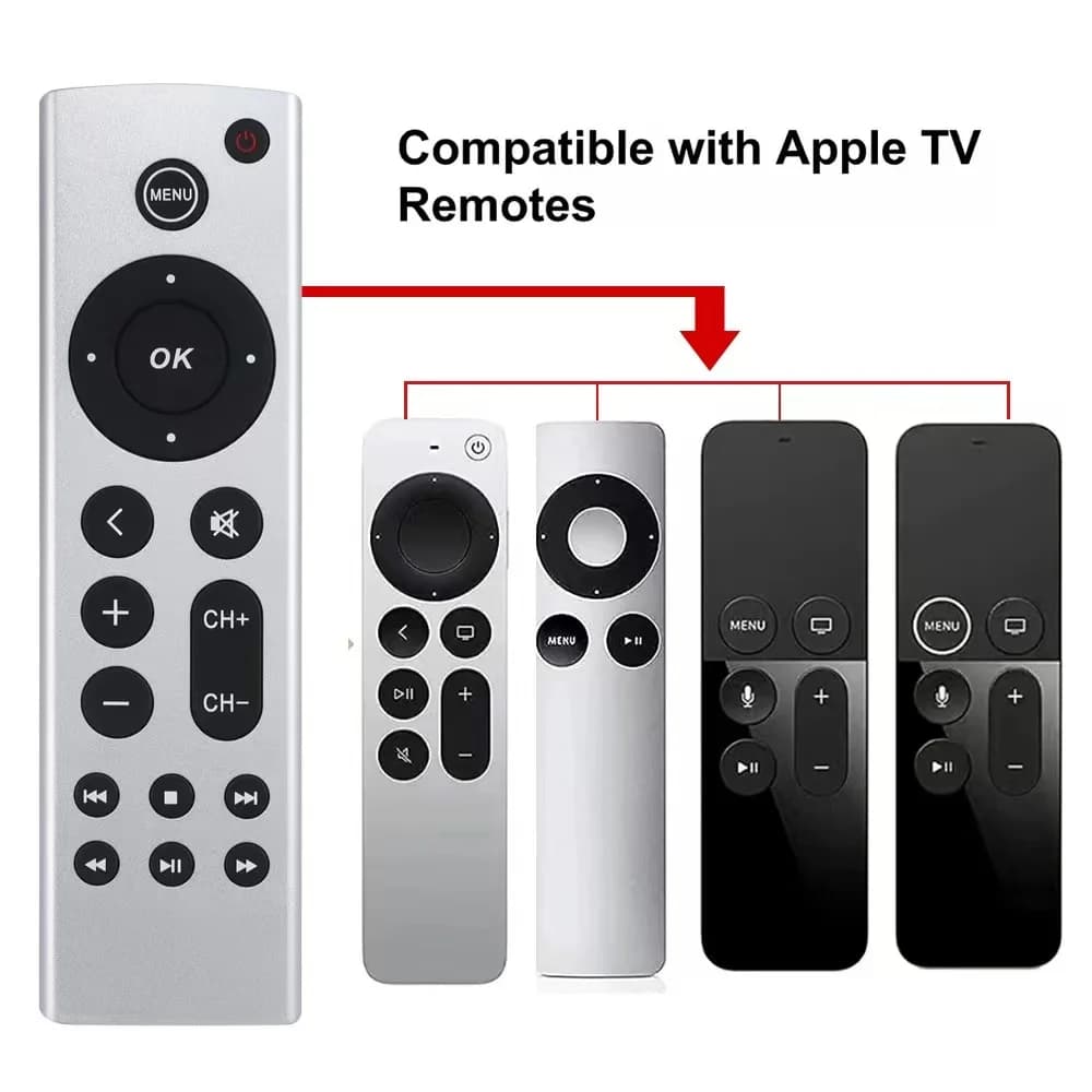 NO Voice Remote Control Fit For Apple TV 4K/ Gen 1 2 3 4/ HD A2843 A2737 A2169 A1842 A1625 A1427 A1469 A1378 A1218 Without Voice