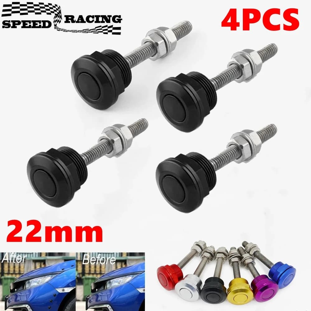 4Pcs Universal 22mm Car Push Button Bonnet Hood Pin Lock Clip Kit Quick Release Latch Engine Bonnets Auto Accessories HL-1001