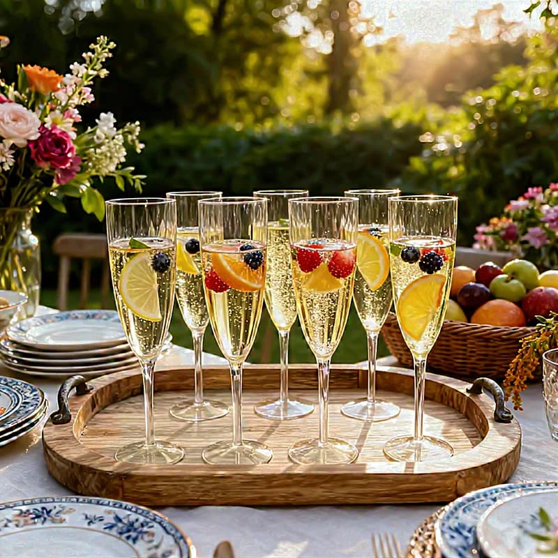 Plastic Champagne Flutes 24/48Pcs Disposable Wine Glasses 6oz for Bachelorette Party Supplies Birthday Wedding Toasting Xmas