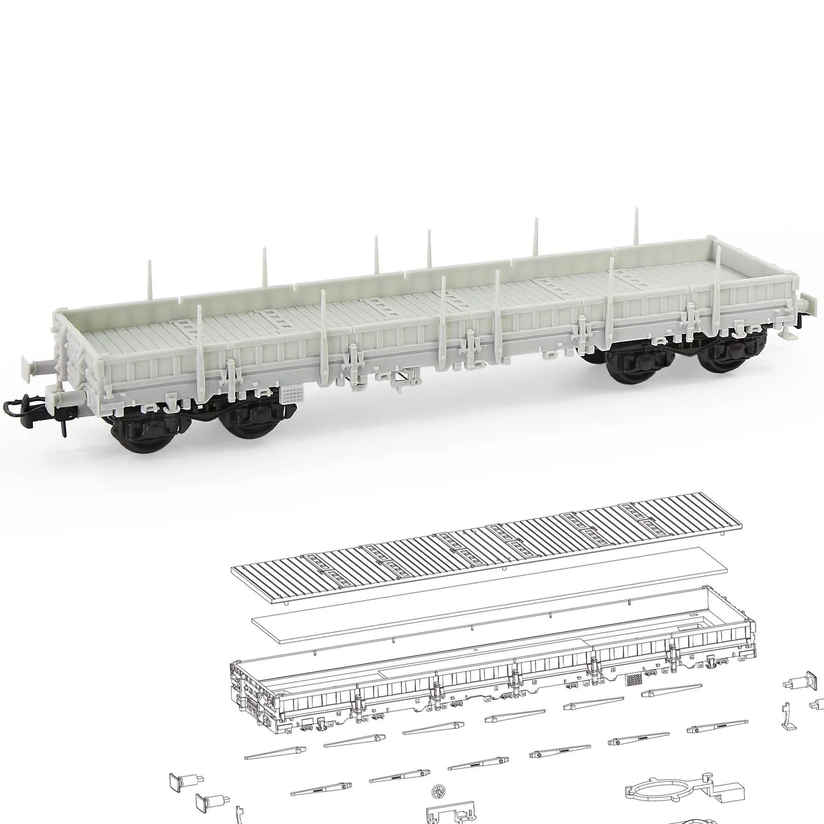 Evemodel HO Scale 1:87 Blank Unassembled 40' Low-side Flat Car Model Wagon C8764JJ