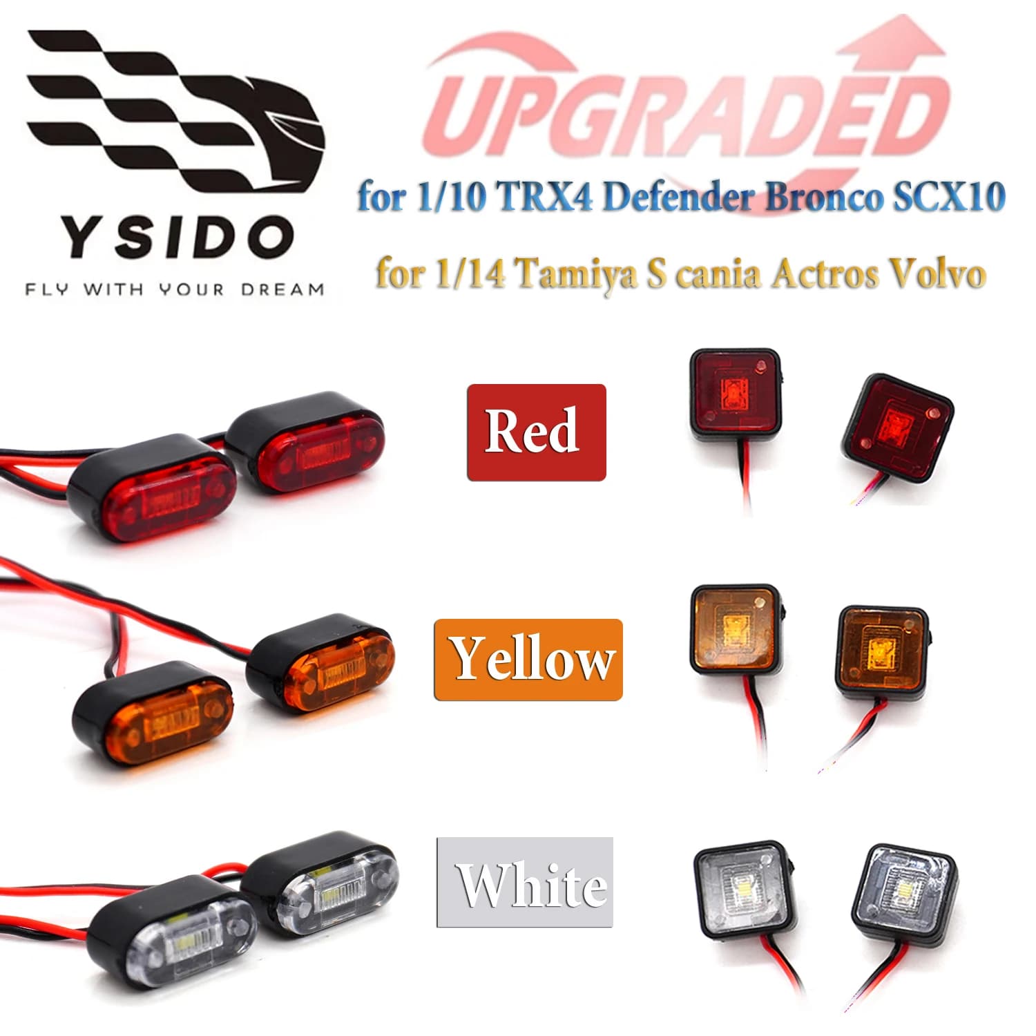 1/10 1/14 RC Car LED Warning Light Profile Light for Traxxas Trx4 D90 D110 Rc4wd Scx10 90046 TAMIYA 90053 Yikong Rgt Axial Parts