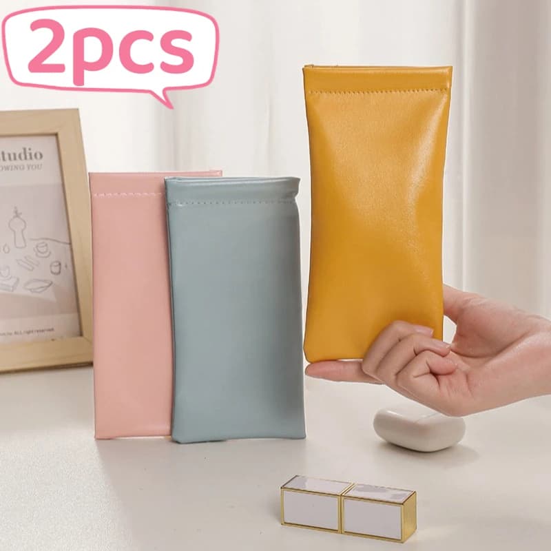 2pcs Automatic Closed Sunglasses Case PU Leather Glasses Storage Bag Waterproof Glasses Protective Cover Eyewear Storage Bag