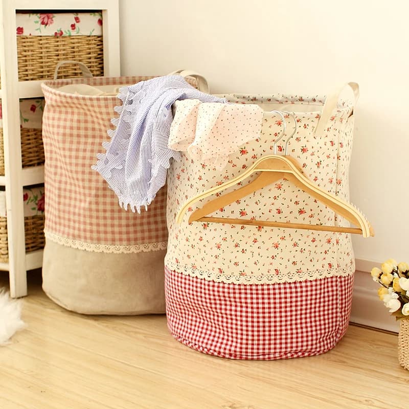 Zakka 3 Sizes The Beam Port Linen Multi-function Handle Stackable Storage Barrel Laundry Basket Toy Storage Box Storage Basket