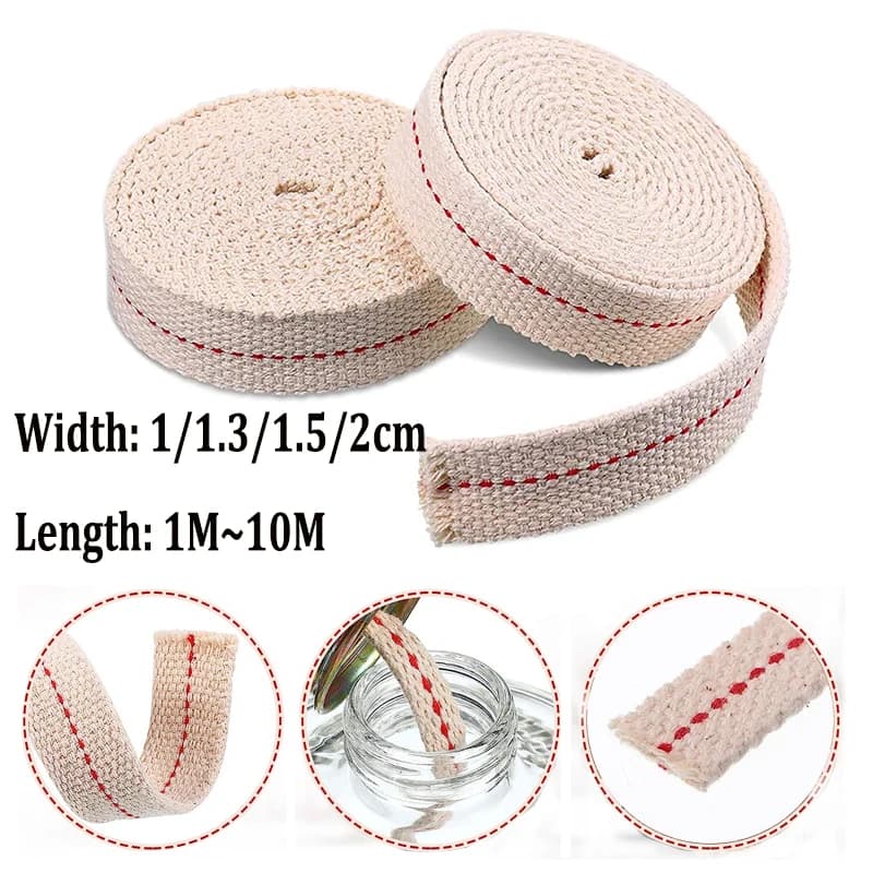10M~1M  Lamp Wick Braided Cotton Wick Flat Cotton Oil Lamp Wick For Oil Lamp Width 1cm/1.3cm/1.5cm/2cm